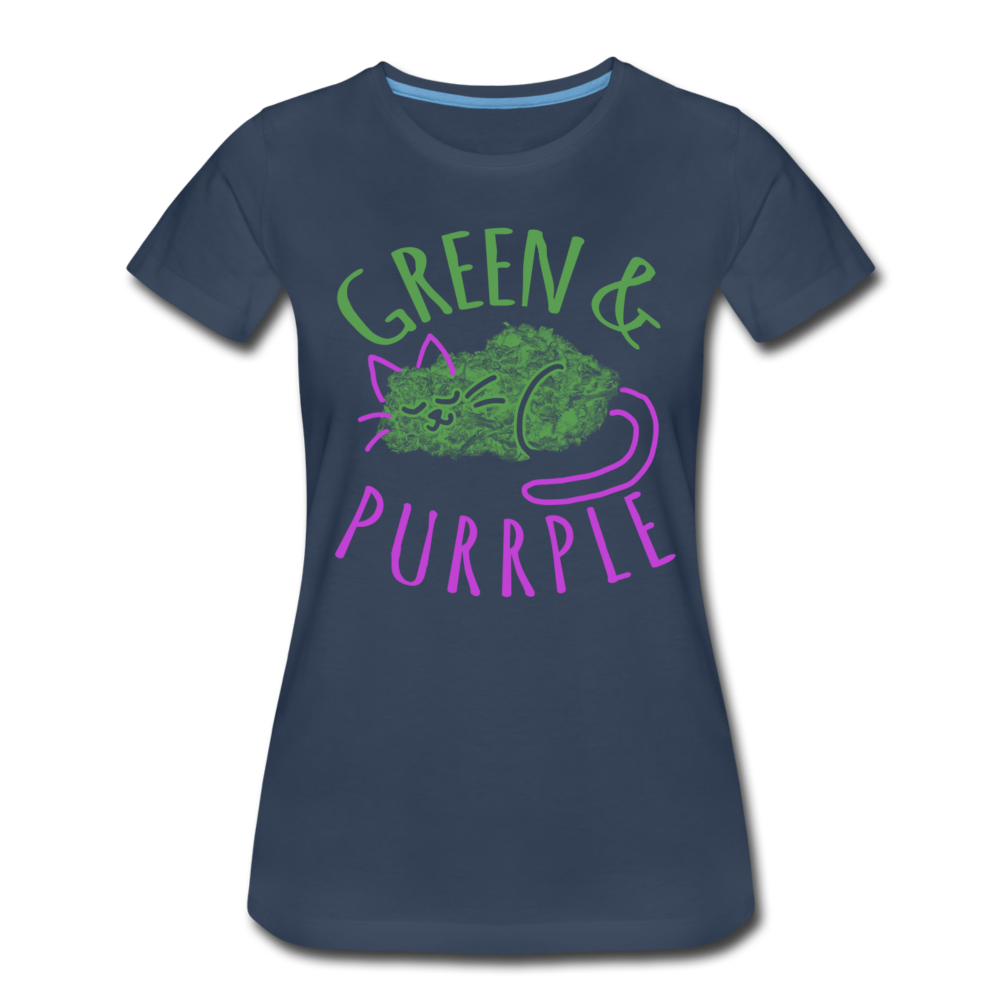 Frauen Premium T-Shirt - Green & Purple - Navy