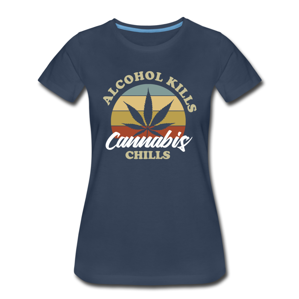Frauen Premium T-Shirt - Cannabis Chills - Navy