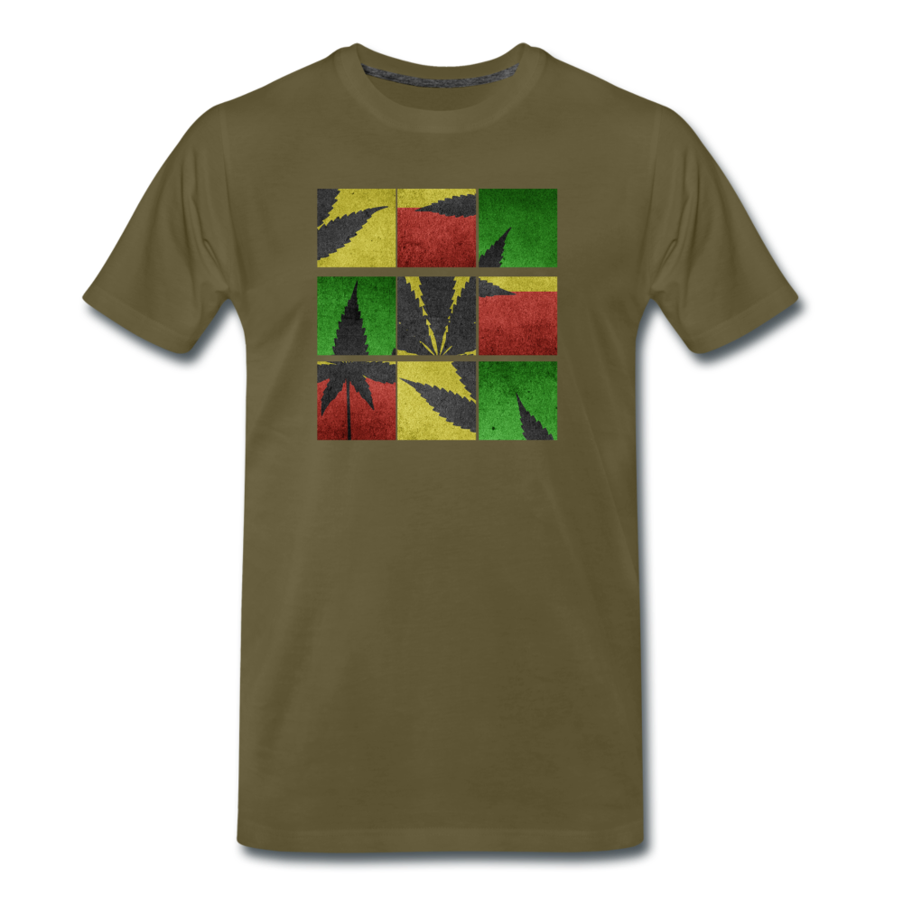 Männer Premium T-Shirt - Weed Puzzle - Khaki