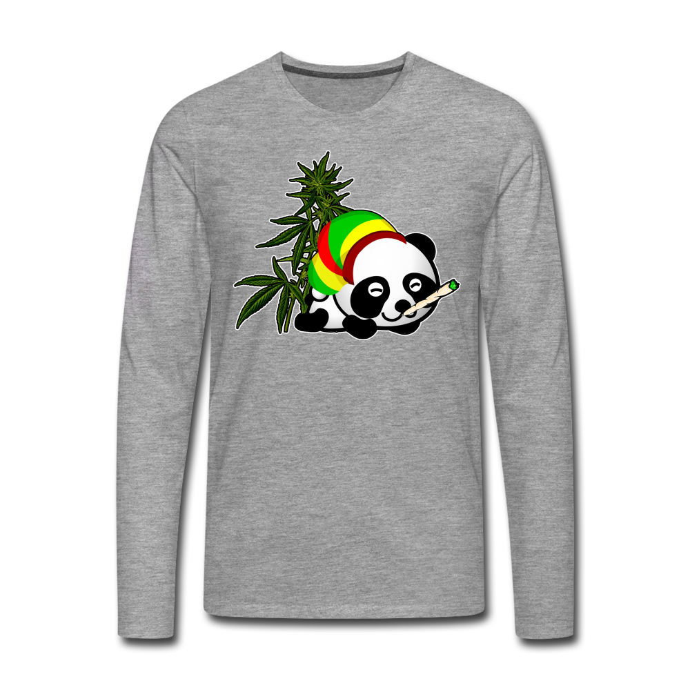 Männer Premium Langarmshirt Panda-Weed - Grau meliert