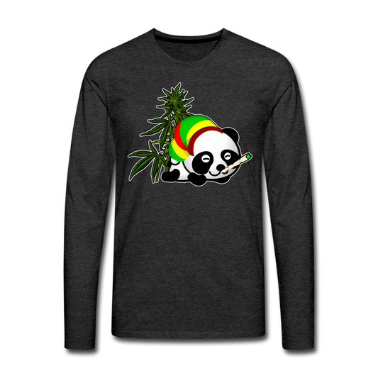 Männer Premium Langarmshirt Panda-Weed - Anthrazit
