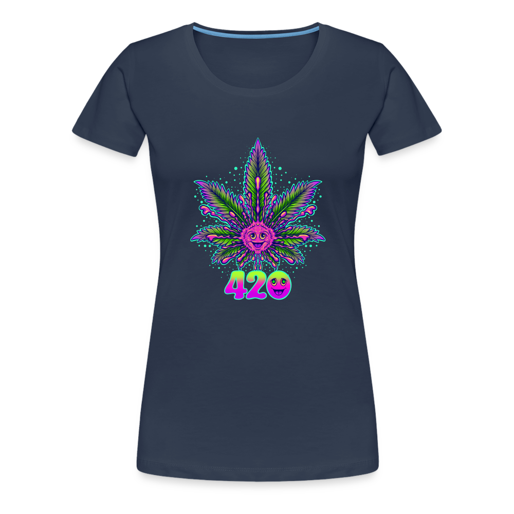Smile & 420 - Damen Weed Shirt - Navy