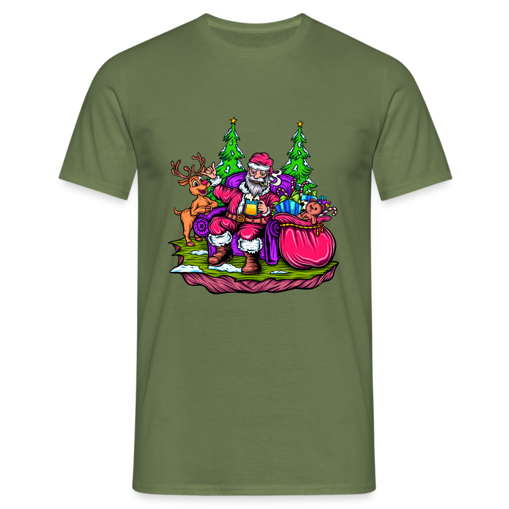 Stoned Santa - Herren Weed Shirt - Militärgrün
