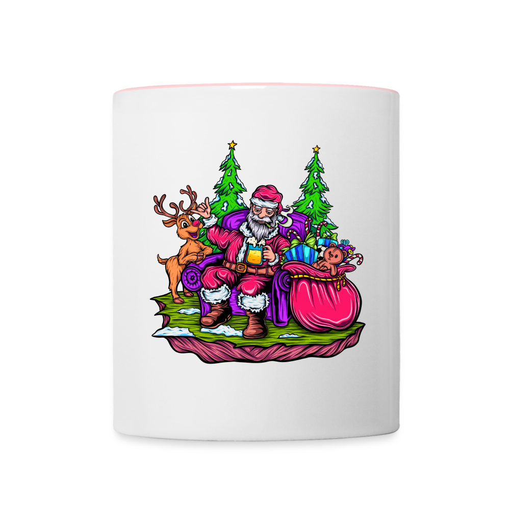 Stoned Santa - Weed Tasse - Weiß/Pink