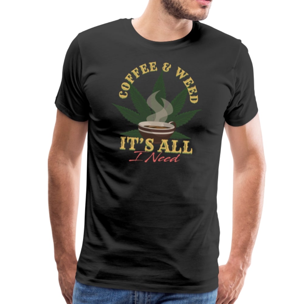 Männer Premium T-Shirt - Cofé and Weed - Schwarz