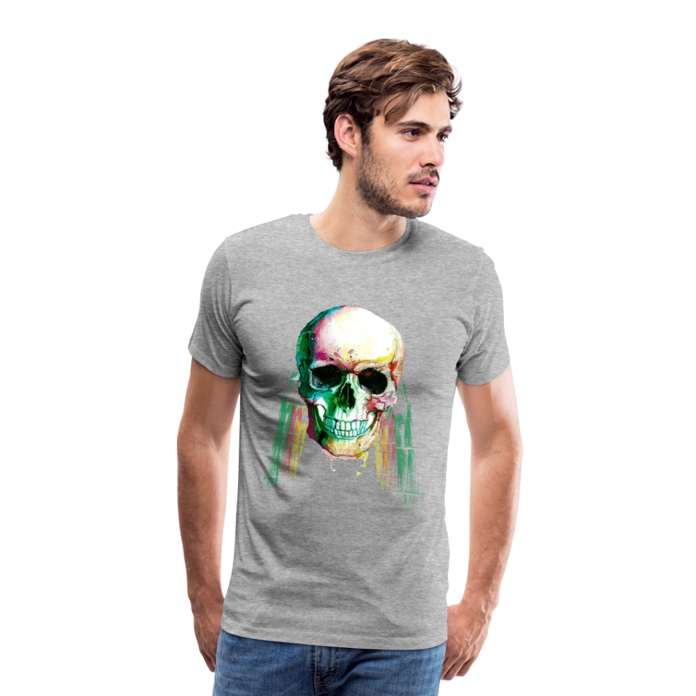 Männer Premium T-Shirt - Weed Skull - Grau meliert