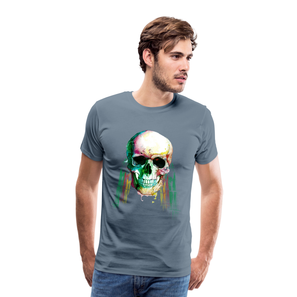 Männer Premium T-Shirt - Weed Skull - Blaugrau