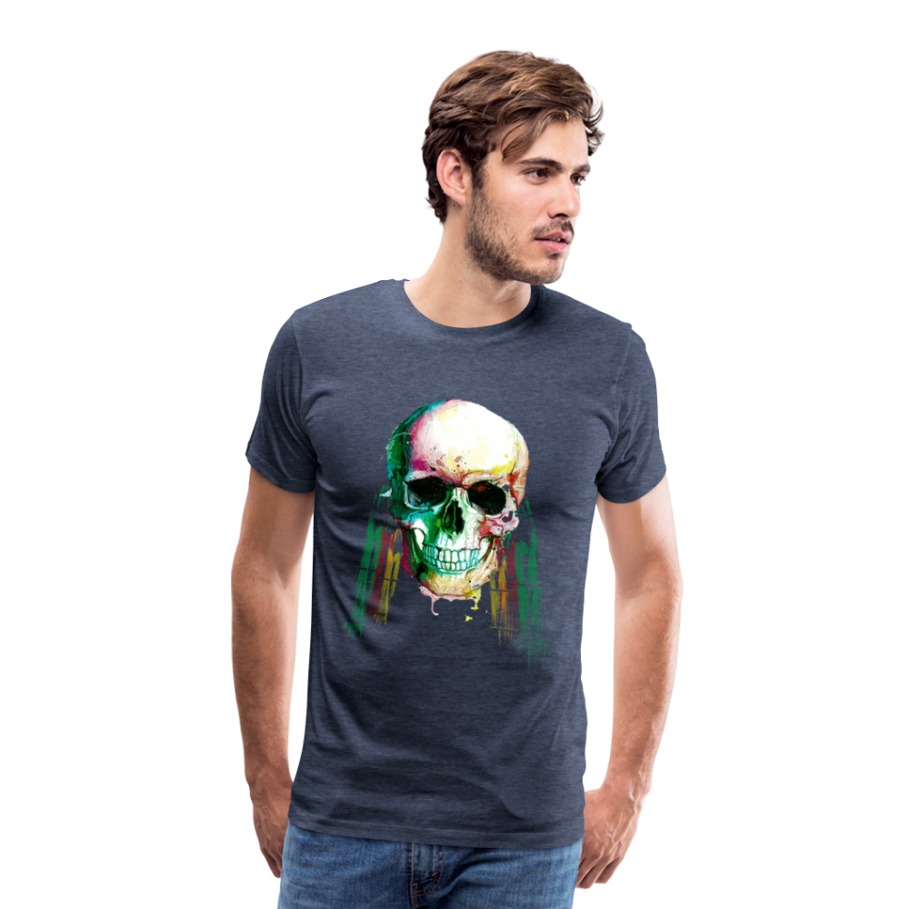 Männer Premium T-Shirt - Weed Skull - Blau meliert