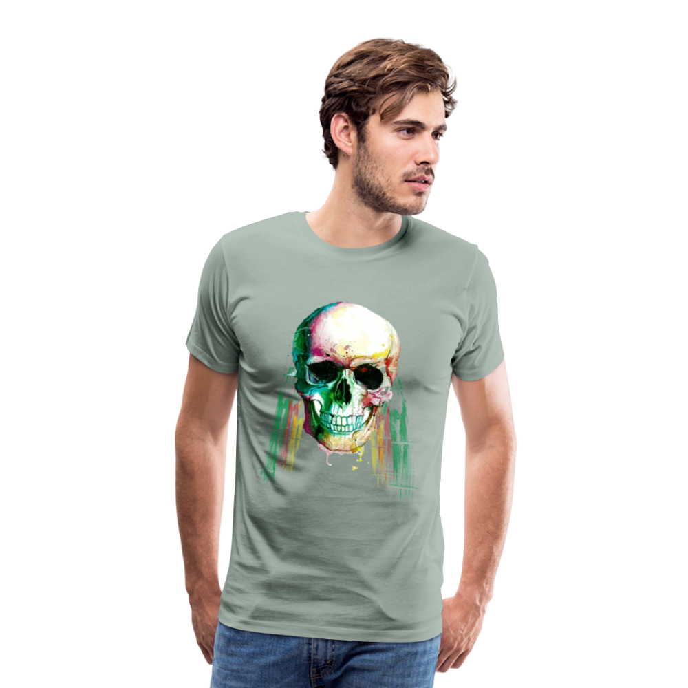 Männer Premium T-Shirt - Weed Skull - Graugrün