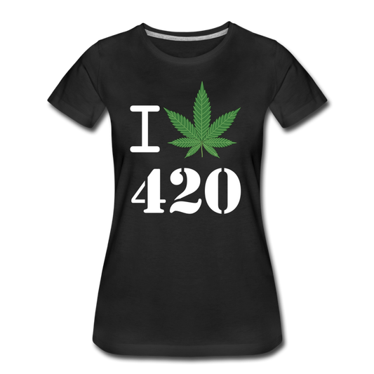 Frauen Premium T-Shirt - i Love 420 - Schwarz