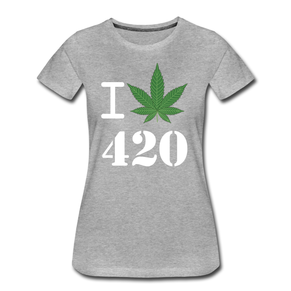 Frauen Premium T-Shirt - i Love 420 - Grau meliert