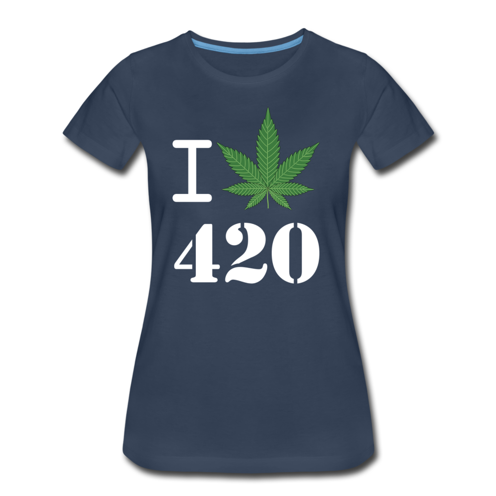 Frauen Premium T-Shirt - i Love 420 - Navy