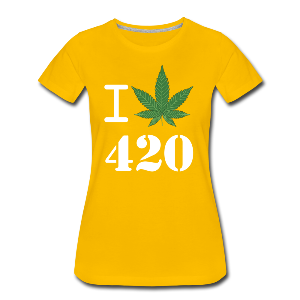 Frauen Premium T-Shirt - i Love 420 - Sonnengelb