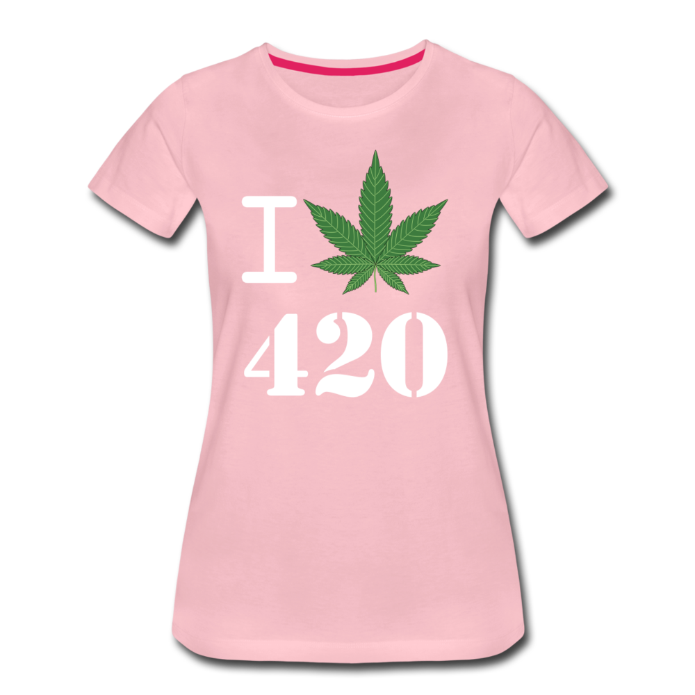 Frauen Premium T-Shirt - i Love 420 - Hellrosa