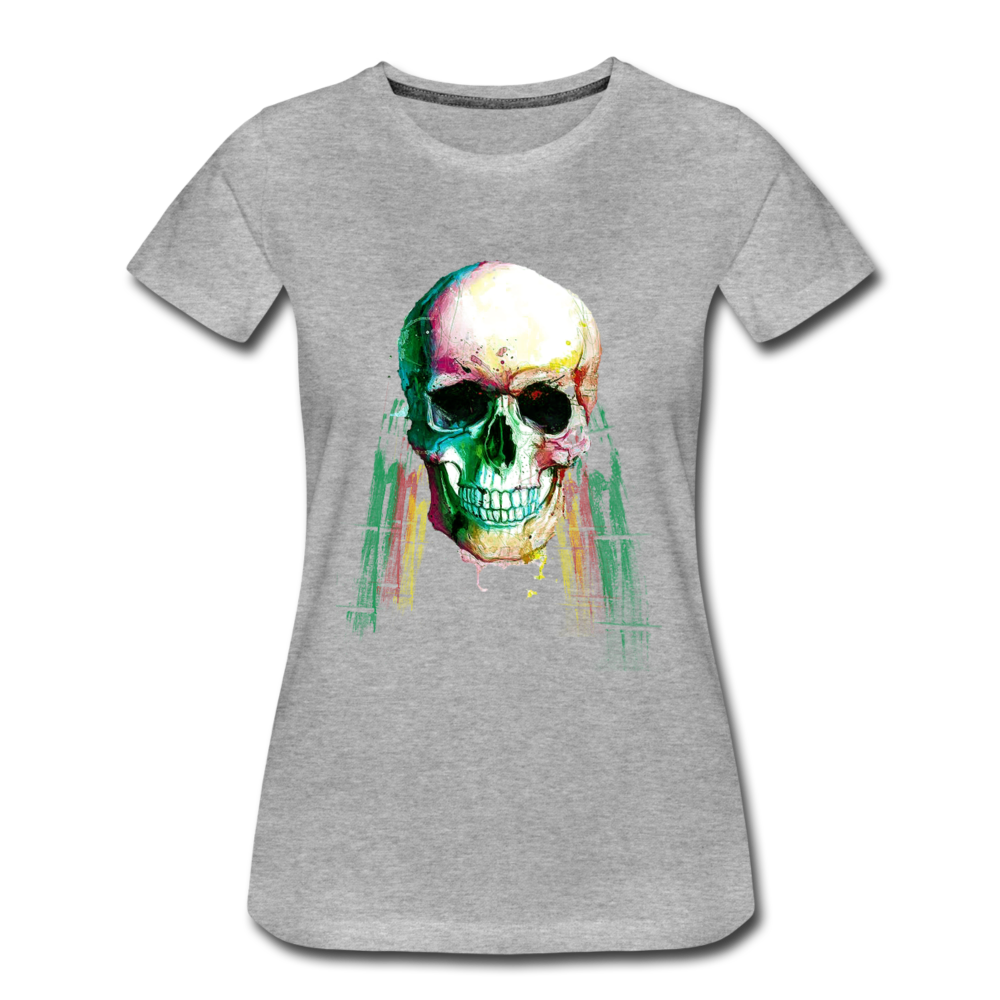 Frauen Premium T-Shirt - Weed Skull - Grau meliert