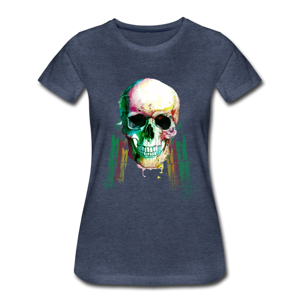 Frauen Premium T-Shirt - Weed Skull - Blau meliert