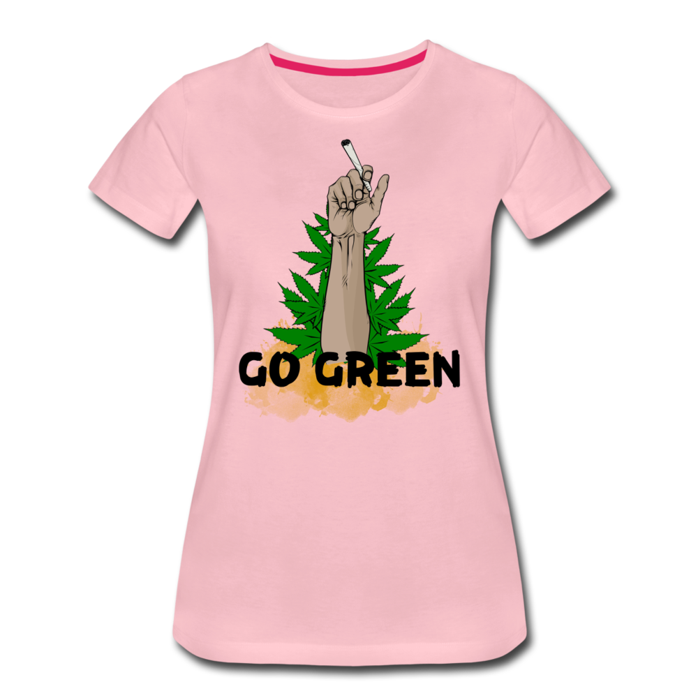 Frauen Premium T-Shirt - go green - Hellrosa