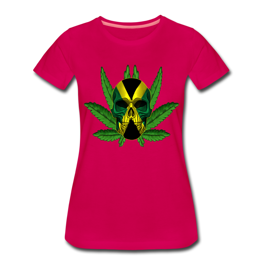 Frauen Premium T-Shirt - Jamaika Skull - dunkles Pink