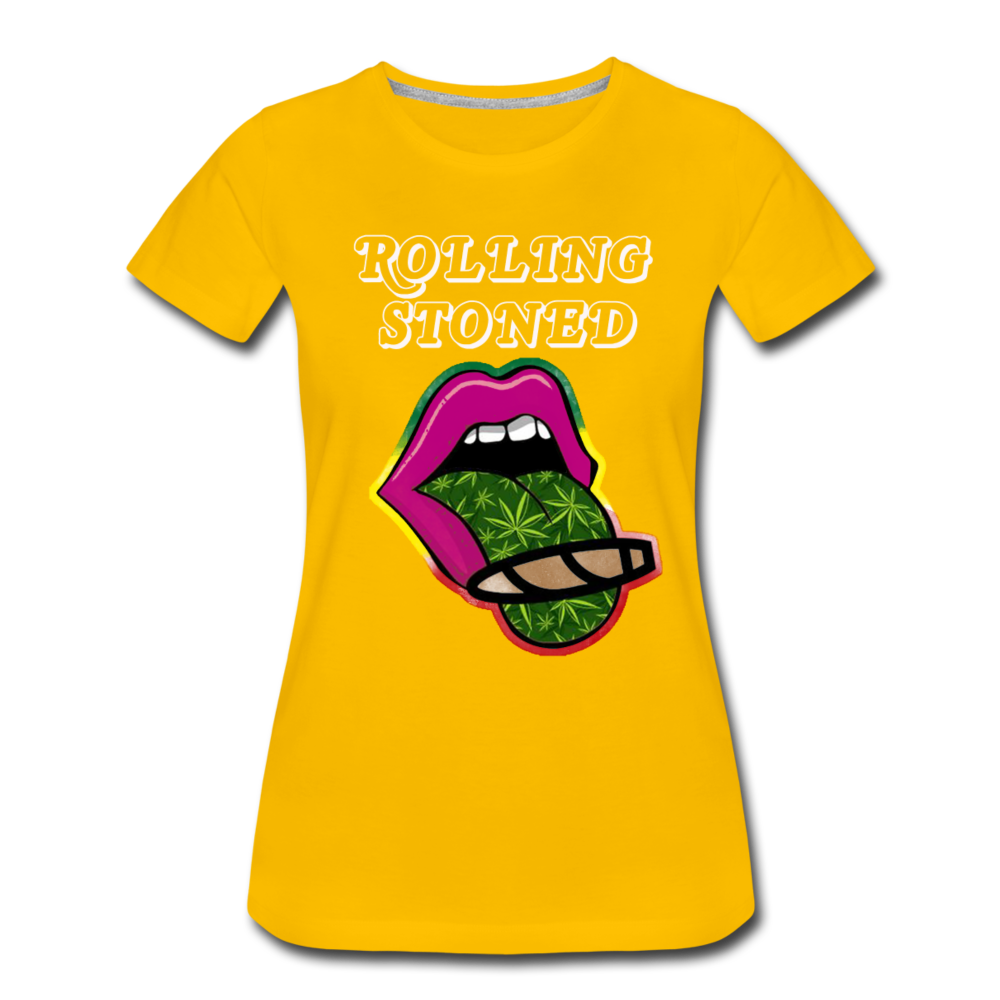 Frauen Premium T-Shirt - Rolling Stoned - Sonnengelb