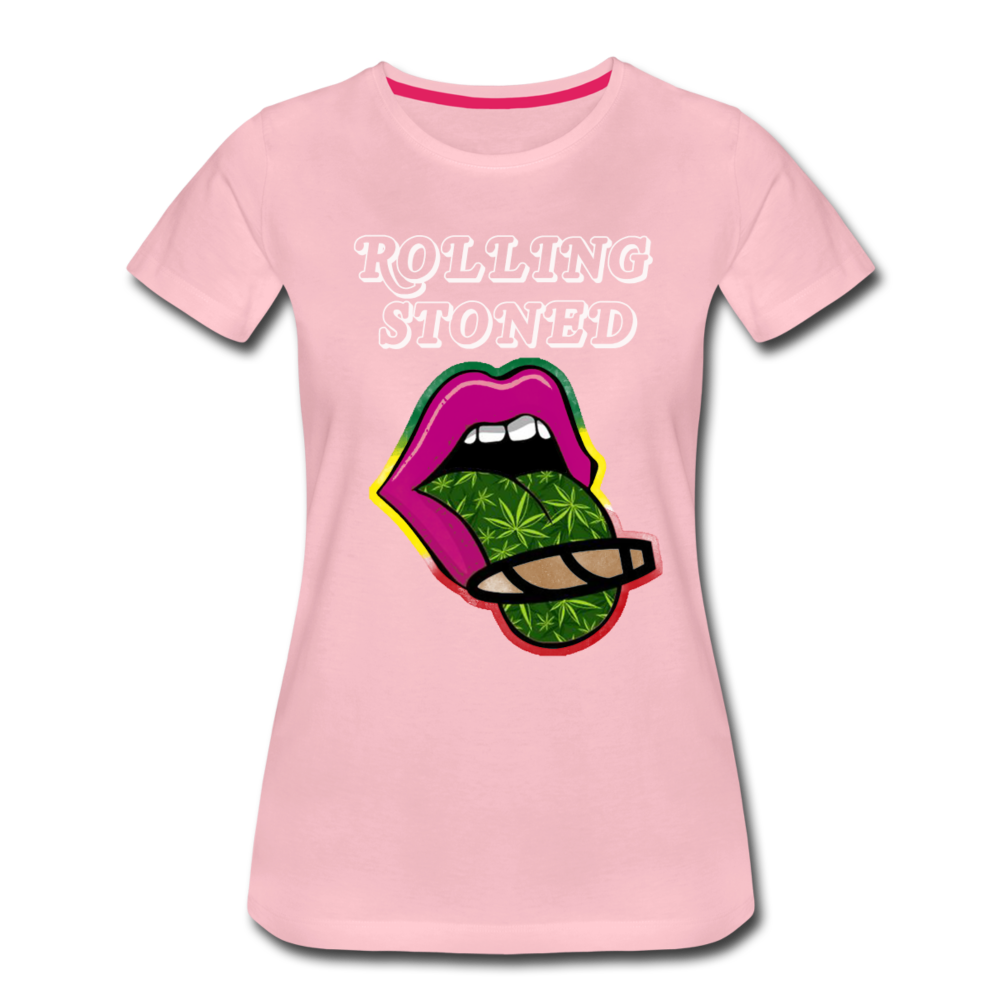 Frauen Premium T-Shirt - Rolling Stoned - Hellrosa