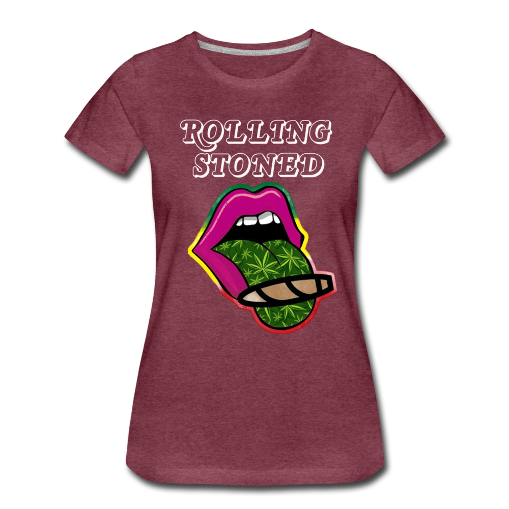 Frauen Premium T-Shirt - Rolling Stoned - Bordeauxrot meliert