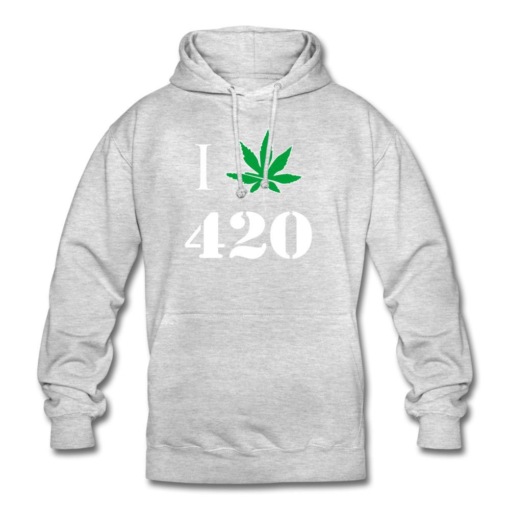 Unisex Hoodie - I Love 420 - Hellgrau meliert