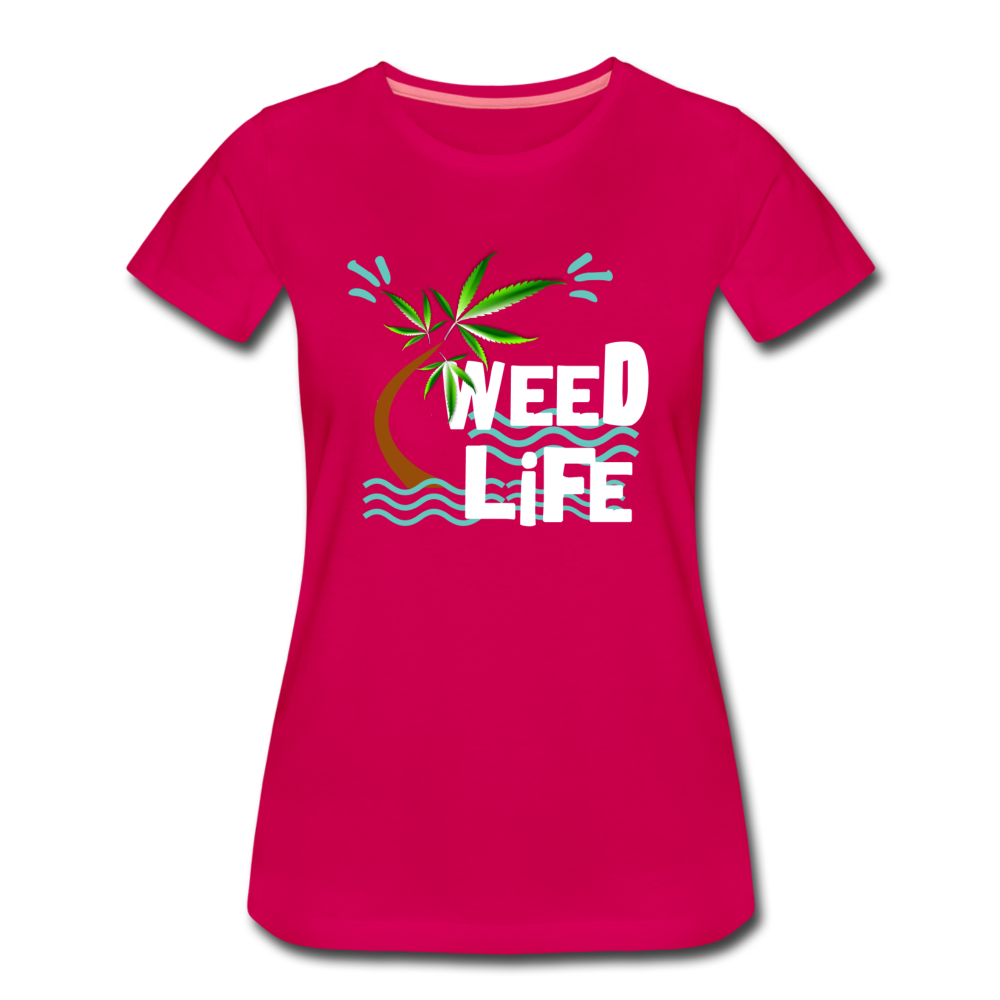 Frauen Premium T-Shirt - Weed Life - dunkles Pink