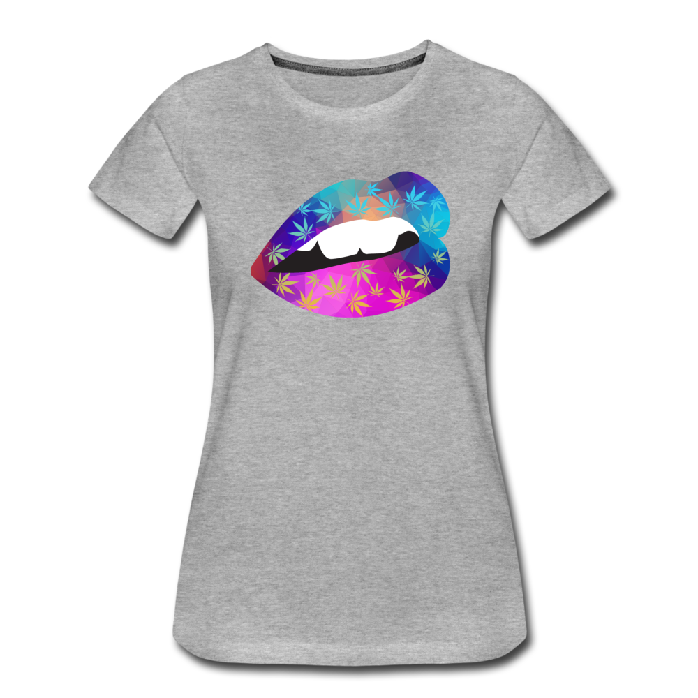 Frauen Premium T-Shirt - Lips - Grau meliert