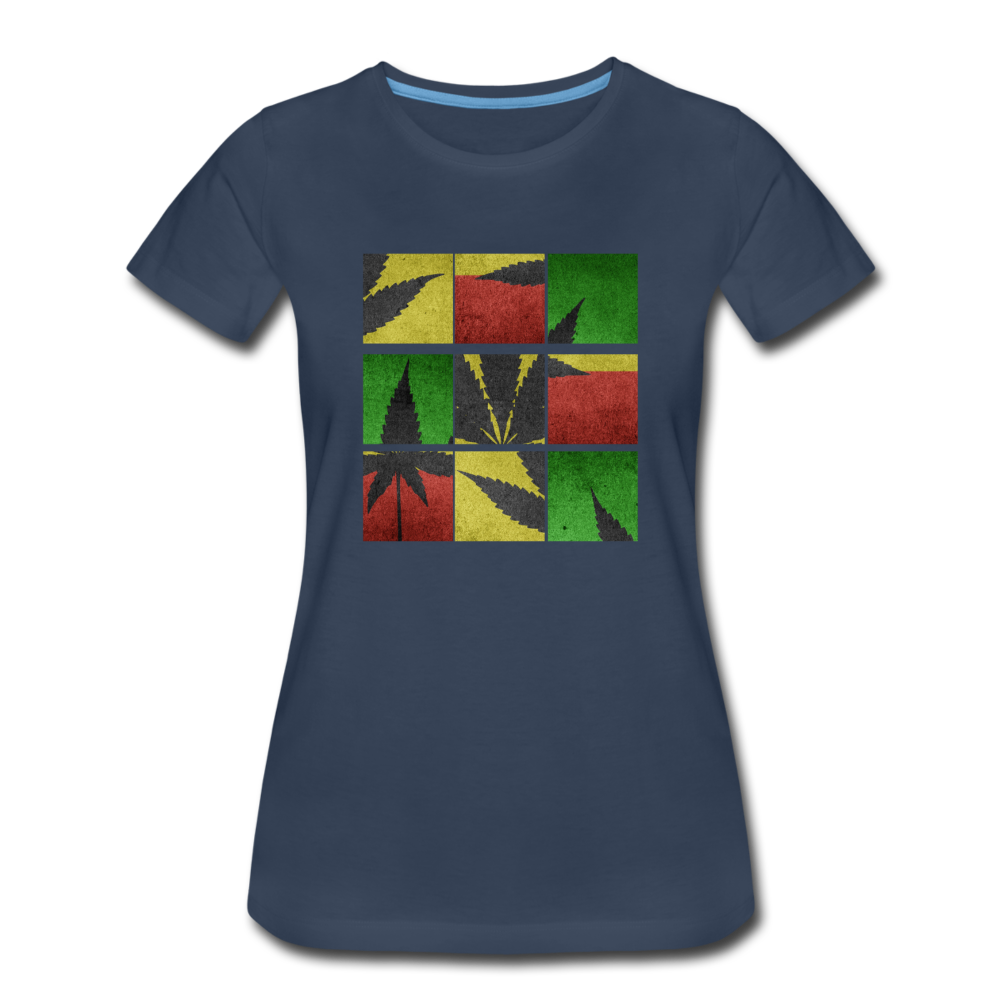 Frauen Premium T-Shirt - Weed Puzzle - Navy