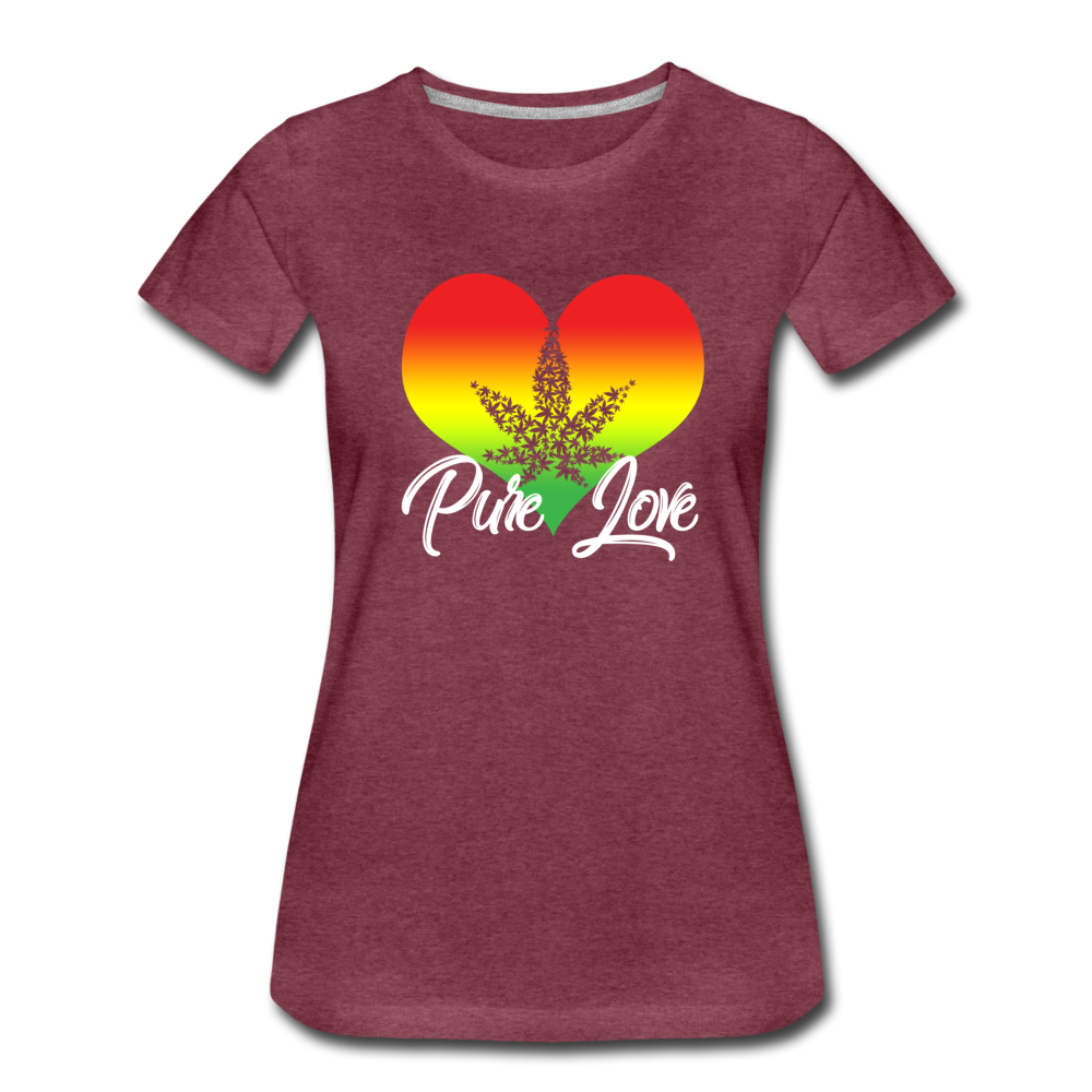 Frauen Premium T-Shirt - Pure Love - Bordeauxrot meliert