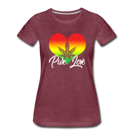 Frauen Premium T-Shirt - Pure Love - Bordeauxrot meliert