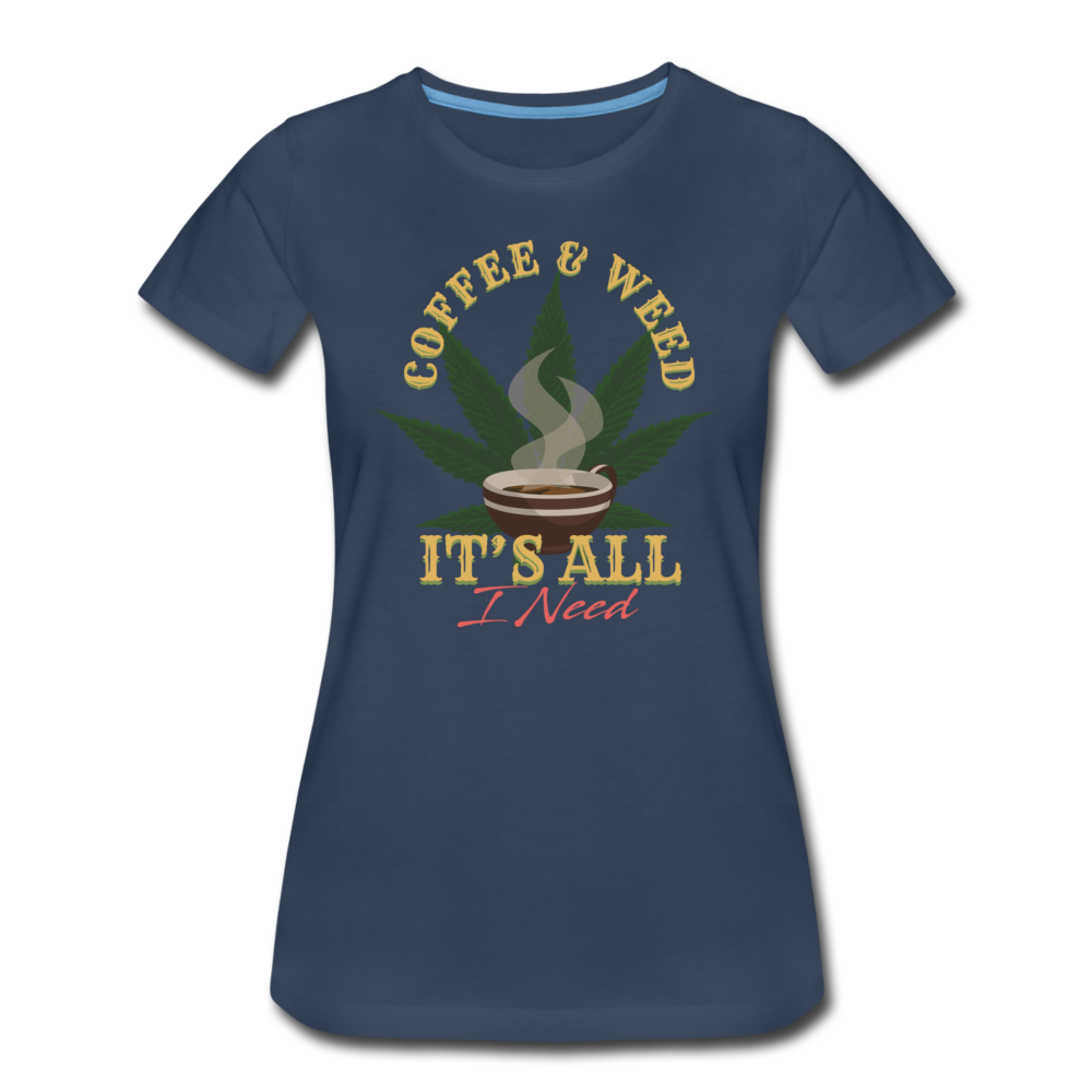 Frauen Premium T-Shirt - Coffee & Weed - Navy