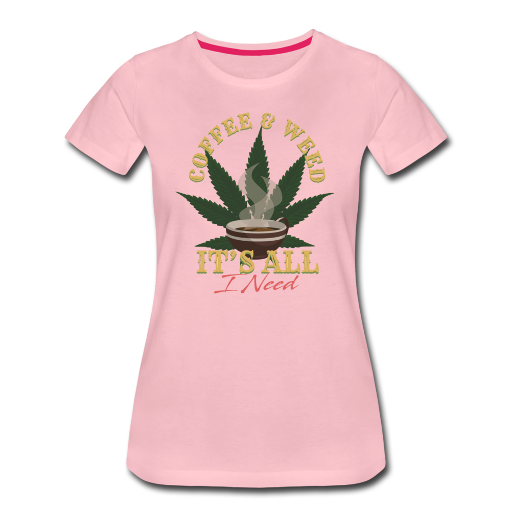 Frauen Premium T-Shirt - Coffee & Weed - Hellrosa