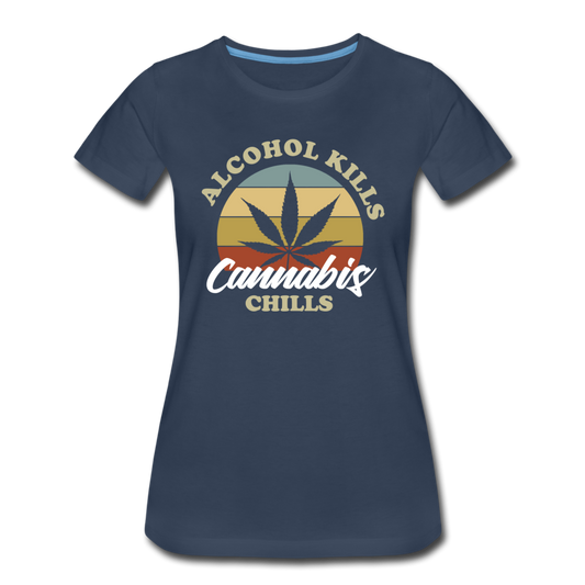 Frauen Premium T-Shirt - Cannabis Chills - Navy
