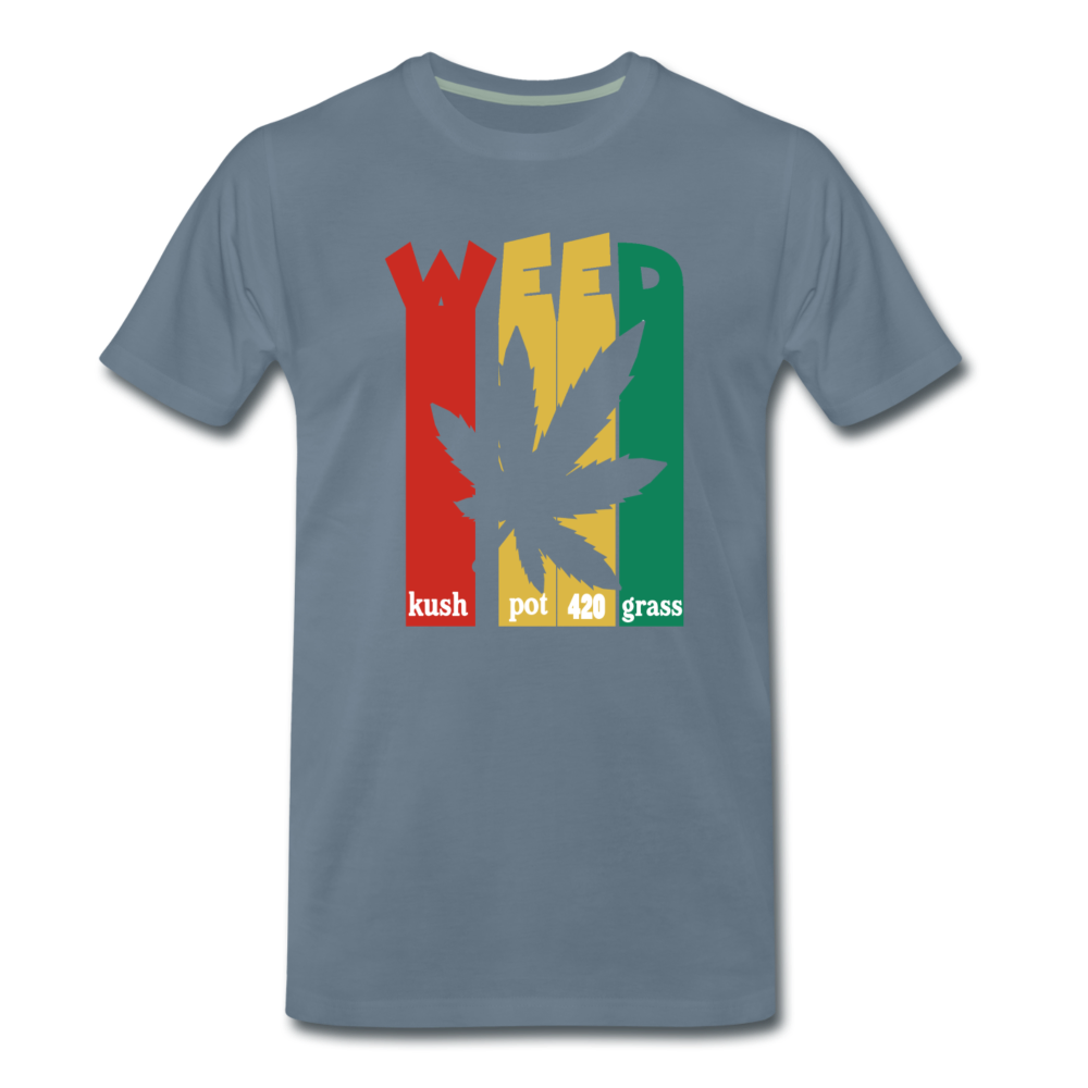 Männer Premium T-Shirt - WEED RETRO - Blaugrau