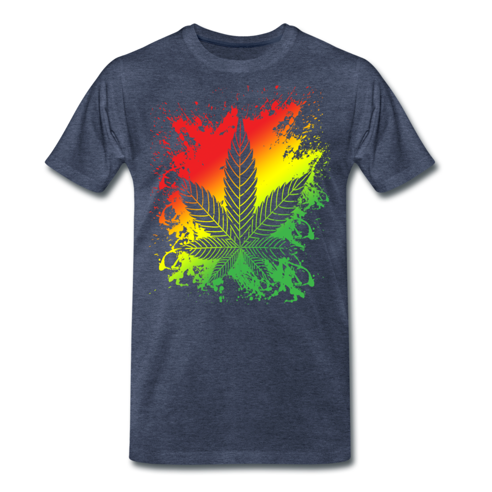 Männer Premium T-Shirt - Weed Reggae - Blau meliert