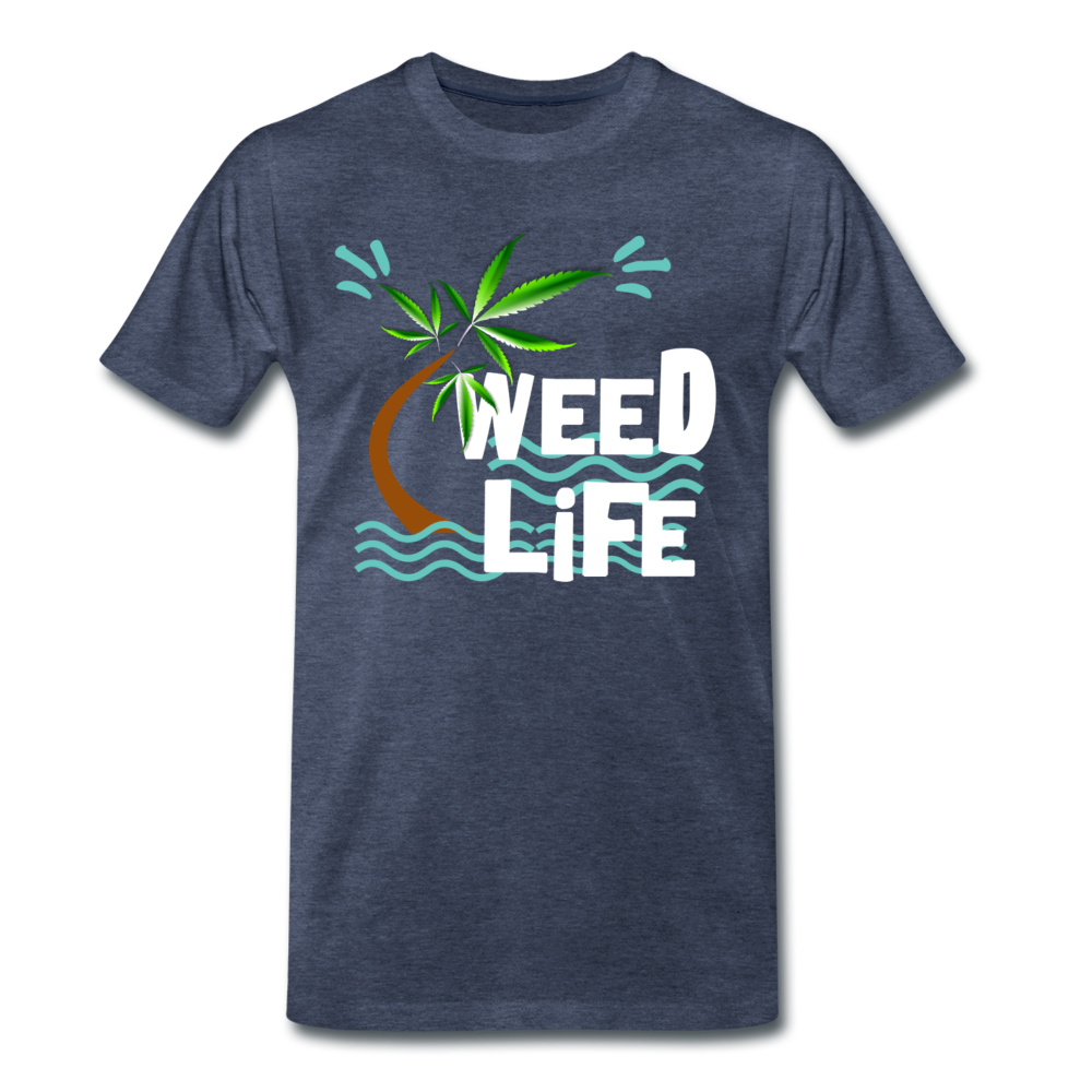 Männer Premium T-Shirt - Weed Life - Blau meliert
