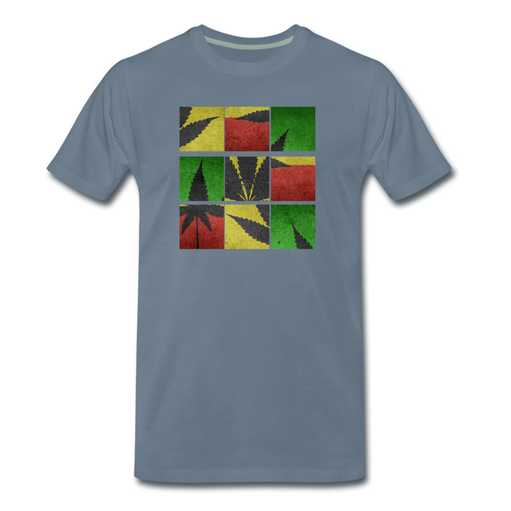 Männer Premium T-Shirt - Weed Puzzle - Blaugrau