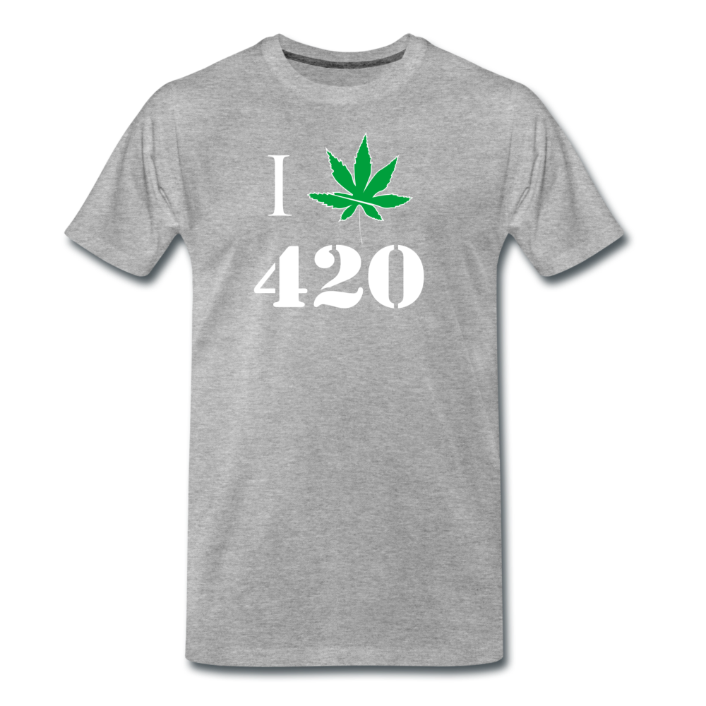 Männer Premium T-Shirt - I Love 420 - Grau meliert