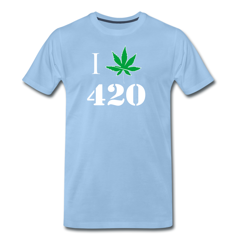 Männer Premium T-Shirt - I Love 420 - Sky