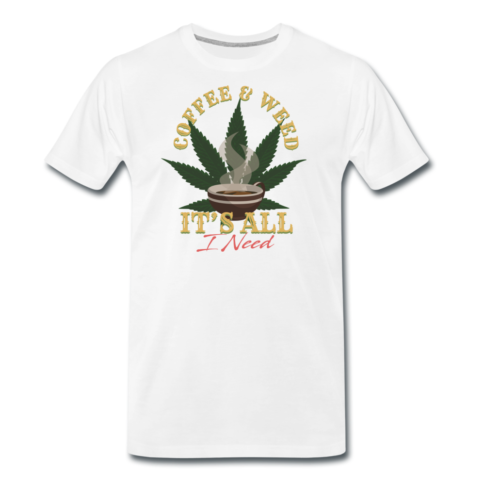 Männer Premium T-Shirt - Cofé and Weed - Weiß