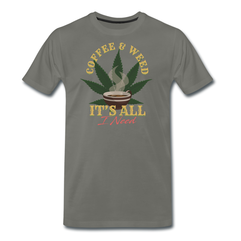 Männer Premium T-Shirt - Cofé and Weed - Asphalt