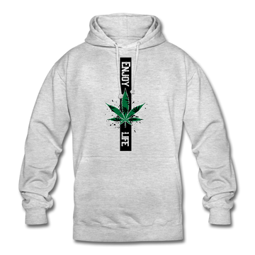 Unisex Hoodie - enjoy life black - Hellgrau meliert