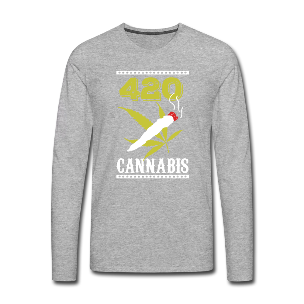 Men's Premium Long Shirt - 420 Cannabis - Grau meliert