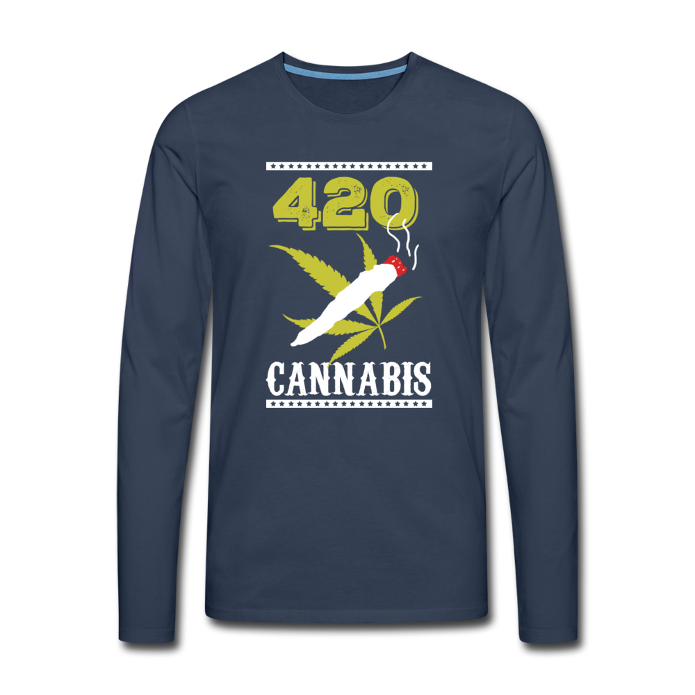 Men's Premium Long Shirt - 420 Cannabis - Navy