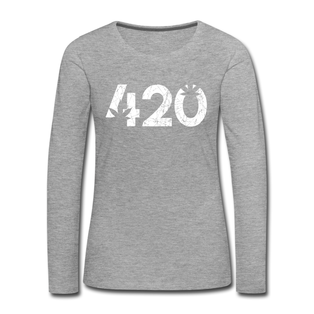 Frauen Premium Long Shirt - 420 - Grau meliert