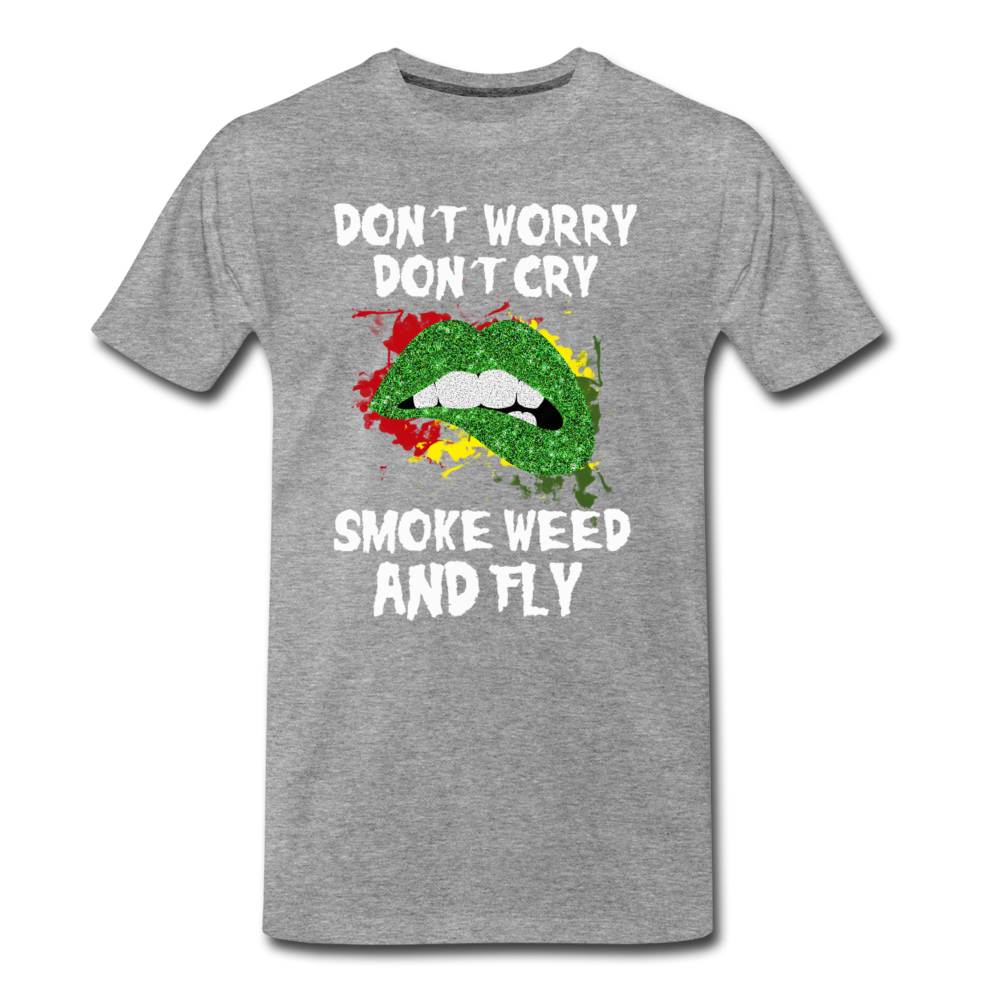 Männer Premium T-Shirt - Smoke Weed and fly - Grau meliert