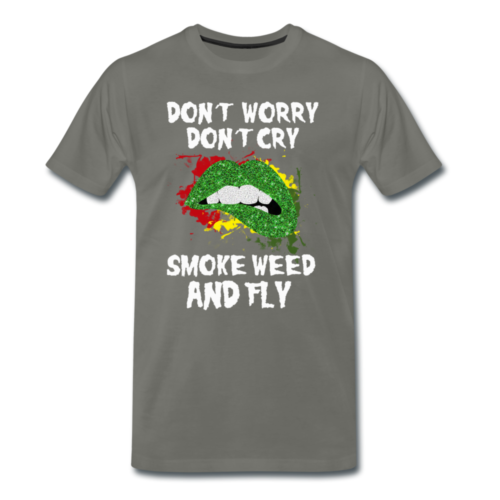Männer Premium T-Shirt - Smoke Weed and fly - Asphalt