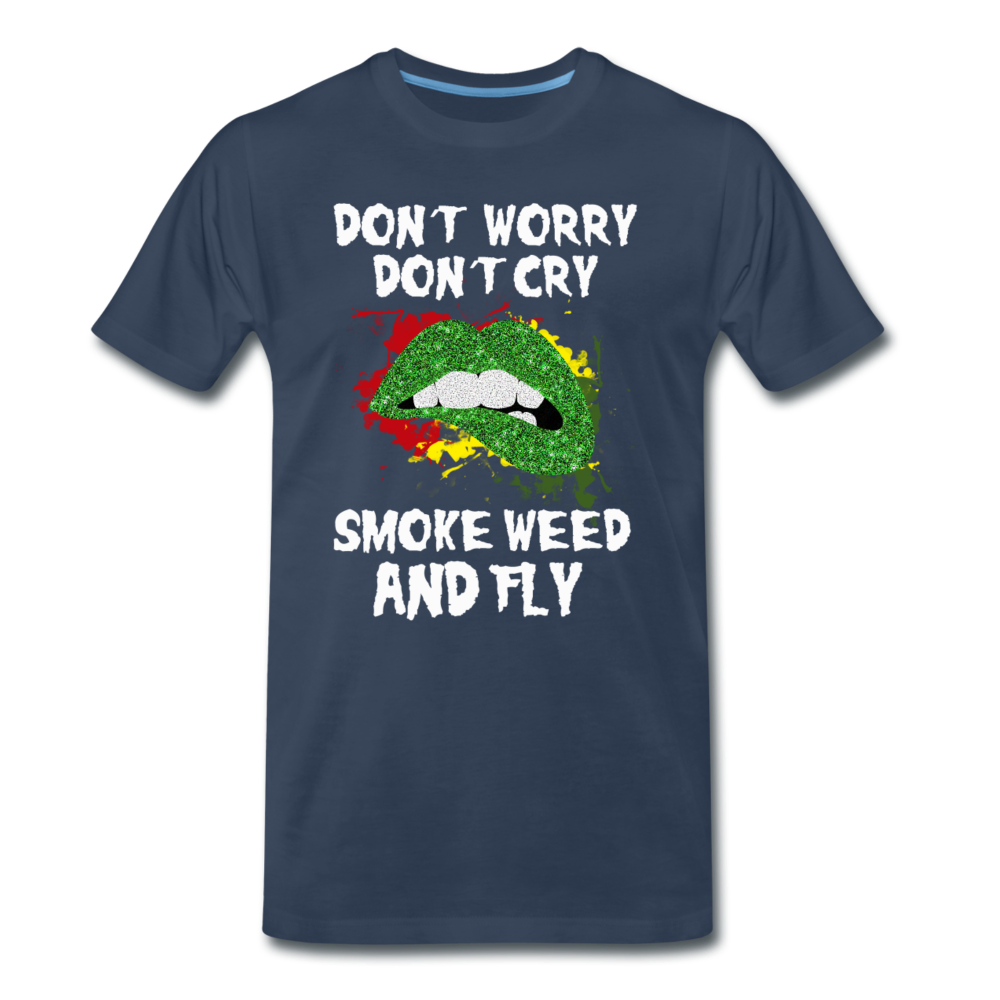 Männer Premium T-Shirt - Smoke Weed and fly - Navy