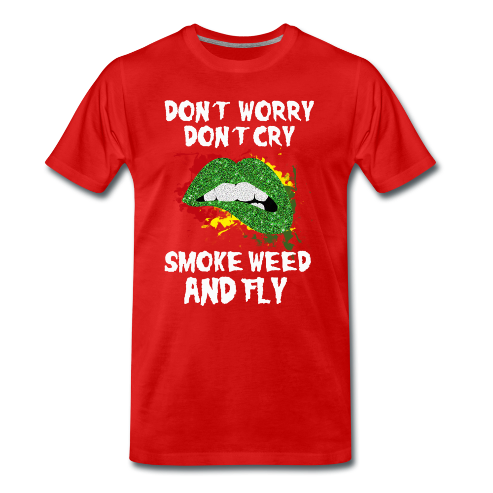 Männer Premium T-Shirt - Smoke Weed and fly - Rot